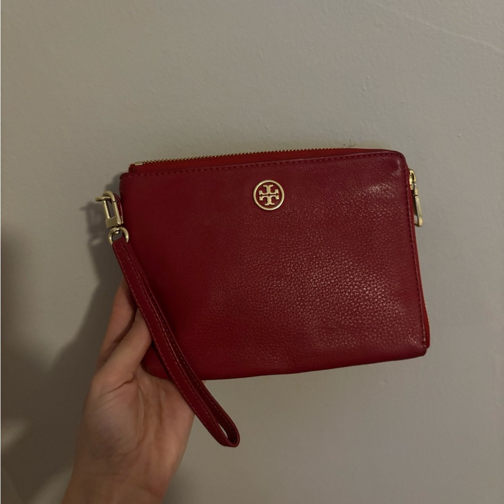 Tory Burch Cherry Red Leather Wristlet